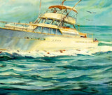 Oil Painting, A Perriello, Ship Theme, US, 20C C."Defense Rests", 1971, Vintage! - Old Europe Antique Home Furnishings
