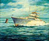 Oil Painting, A Perriello, Ship Theme, US, 20C C."Defense Rests", 1971, Vintage! - Old Europe Antique Home Furnishings