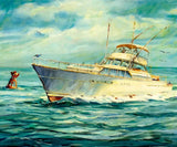 Oil Painting, A Perriello, Ship Theme, US, 20C C."Defense Rests", 1971, Vintage! - Old Europe Antique Home Furnishings