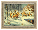 Oil Painting, Framed, Western, Americo Makk (1927-2015) , 'ENDURANCE' 30" X 40"!! - Old Europe Antique Home Furnishings