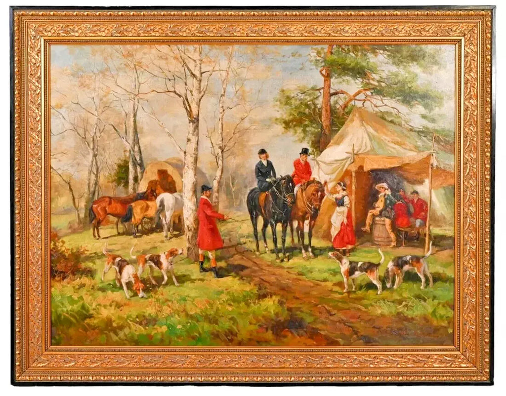 Mural, Oil Painting, Jack Levine, Signed, Hunt Scene, Carved Mural, Oil Painting, Jack Levine, Signed, Hunt Scene, Carved