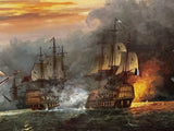 Oil Painting, Old Spanish Galleons Battle Scene, On Canvas or Giclee, Ornate Frame!!