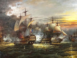 Oil Painting, Old Spanish Galleons Battle Scene, On Canvas or Giclee, Ornate Frame!!