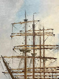 Oil Painting, on Canvas, Sailboats, Signed by Mystery Artist, J. May - Vintage! - Old Europe Antique Home Furnishings