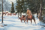 Oil Painting on Canvas, Lorna Dillon (Amer, b. 1940), Western," Found One More"! - Old Europe Antique Home Furnishings
