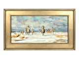 Painting, Oil on Board, Sign, Ron Himler (Amer, 20th C.), "Winter on the Plains" - Old Europe Antique Home Furnishings