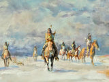 Painting, Oil on Board, Sign, Ron Himler (Amer, 20th C.), "Winter on the Plains" - Old Europe Antique Home Furnishings