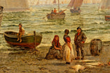 Painting, Oil on Canvas, John Holland Junior, British, Ca. 1880, Whitby Harbour! - Old Europe Antique Home Furnishings