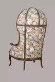 Armchairs, French Porters Chairs, Pair, Wood Frame, Multicolor Fabric, Vintage! - Old Europe Antique Home Furnishings