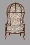 Armchairs, French Porters Chairs, Pair, Wood Frame, Multicolor Fabric, Vintage! - Old Europe Antique Home Furnishings