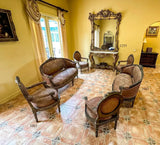 Parlor Suite, Set of 6, French, Carved, With Ram's Head, Crests, Floral, Vintage!! - Old Europe Antique Home Furnishings