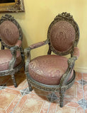 Parlor Suite, Set of 6, French, Carved, With Ram's Head, Crests, Floral, Vintage!! - Old Europe Antique Home Furnishings