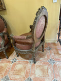 Parlor Suite, Set of 6, French, Carved, With Ram's Head, Crests, Floral, Vintage!! - Old Europe Antique Home Furnishings