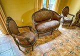 Parlor Suite, Set of 6, French, Carved, With Ram's Head, Crests, Floral, Vintage!! - Old Europe Antique Home Furnishings