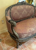Parlor Suite, Set of 6, French, Carved, With Ram's Head, Crests, Floral, Vintage!! - Old Europe Antique Home Furnishings