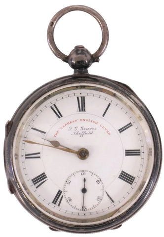 Pocket Watch, Sterling, ENG. J.G. Graves, In Georgian Miniature Clo. Case, 1800s - Old Europe Antique Home Furnishings