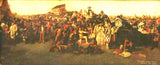 Print, After William Powell Frith (D. 1909), "The Derby Day", Vintage / Antique!!