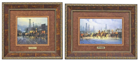 Prints, G. Harvey, (D.2017) Framed, Western Nocturnes, Set of Two, Lithoprints!