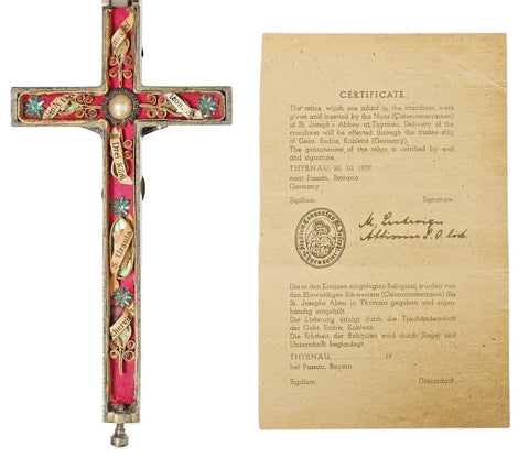 Reliquary Cross, Crucifix, Germa Pectoral W/ 5 Saints & Agnus Dei, W/ Co of COA!