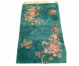Rug, Green, Floral, Wool, Oriental, Colorful, 5.5' x 3.5', Gorgeous! - Old Europe Antique Home Furnishings