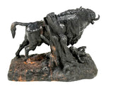 Sculpture, Bison Buffalo, Large, Russian, Cast Iron, Cyrillic Signature, 21" L.