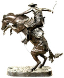 Sculpture, "Bronco Buster", Bronze, Patinated, Monumental, After Remington  58"H - Old Europe Antique Home Furnishings