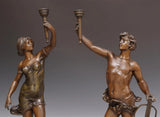 Sculptures, After Rousseau, Patinated Metal, Set of 2, Onyx, Vintage / Antique!! - Old Europe Antique Home Furnishings