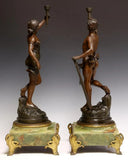 Sculptures, After Rousseau, Patinated Metal, Set of 2, Onyx, Vintage / Antique!! - Old Europe Antique Home Furnishings