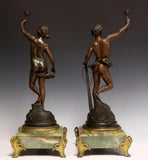 Sculptures, After Rousseau, Patinated Metal, Set of 2, Onyx, Vintage / Antique!! - Old Europe Antique Home Furnishings