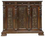 Server / Cabinet, Italian Renai. Revival, Carved Walnut, Figural Panels, C 1890! - Old Europe Antique Home Furnishings