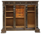 Server / Cabinet, Italian Renai. Revival, Carved Walnut, Figural Panels, C 1890! - Old Europe Antique Home Furnishings