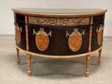 Server, Demilune, Neo Classical Poly-Chrome and Mahogany, French Influence!! - Old Europe Antique Home Furnishings