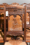 Antique French Breton Dining Chairs, (6) Figural, Carved Oak, Rush Seat, C 1900s!!