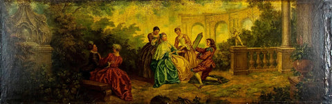 Antique OIl Painting, Eur. Rococo, Garden Scene, 64” Figural Landscape, 1800s!