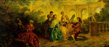 Antique OIl Painting, Eur. Rococo, Garden Scene, 64” Figural Landscape, 1800s!