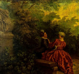 Antique OIl Painting, Eur. Rococo, Garden Scene, 64” Figural Landscape, 1800s!