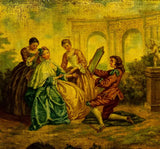 Antique OIl Painting, Eur. Rococo, Garden Scene, 64” Figural Landscape, 1800s!