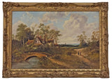 Antique Oil Painting, Landscap, O.T. Clark Sig., English Cottage Bridge, C. 1900s!