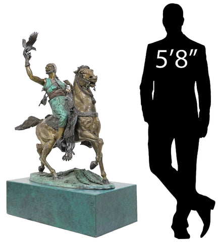 Bronze Sculpture, After Pierre Jules Mene, "Arab Falconer On Horseback'" 61.75"H!!