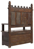 Hall Bench, French Gothic Revival ,Carved Oak, Storage ,Tracery, 64”, 19th C.!! - Old Europe Antique Home Furnishings