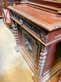 Sideboard, Renaissance Revival, Walnut, Stained Glass, Knight Barley Twist, 1800s!! - Old Europe Antique Home Furnishings