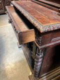 Sideboard, Renaissance Revival, Walnut, Stained Glass, Knight Barley Twist, 1800s!! - Old Europe Antique Home Furnishings