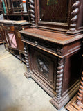 Sideboard, Renaissance Revival, Walnut, Stained Glass, Knight Barley Twist, 1800s!! - Old Europe Antique Home Furnishings