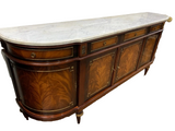 Sideboard Server, French Style Marble Top Buffet, Gold Tone Ac, Vintage C. 1960 - Old Europe Antique Home Furnishings