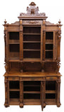 Sideboard, Italian Renaissance Revival, Monumental, Carved Walnut, 127H, 1800's - Old Europe Antique Home Furnishings