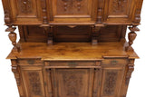 Sideboard, Italian Renaissance Revival, Monumental, Carved Walnut, 127H, 1800's - Old Europe Antique Home Furnishings