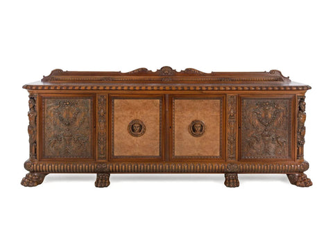 Sideboard, Massive, Renaissance Style, Walnut, Vintage, 1900's, 20th C - Old Europe Antique Home Furnishings