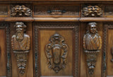 Sideboard, Monumental Pair, Fine Carved, Renaissance Revival, Walnut, E. 1900s - Old Europe Antique Home Furnishings
