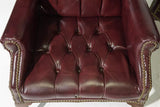 Sofa & Arm Chair, Tufted, Chippendale Style Button, Burgundy, Queen Anne Style! - Old Europe Antique Home Furnishings