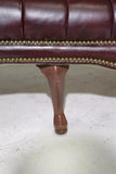 Sofa & Arm Chair, Tufted, Chippendale Style Button, Burgundy, Queen Anne Style! - Old Europe Antique Home Furnishings